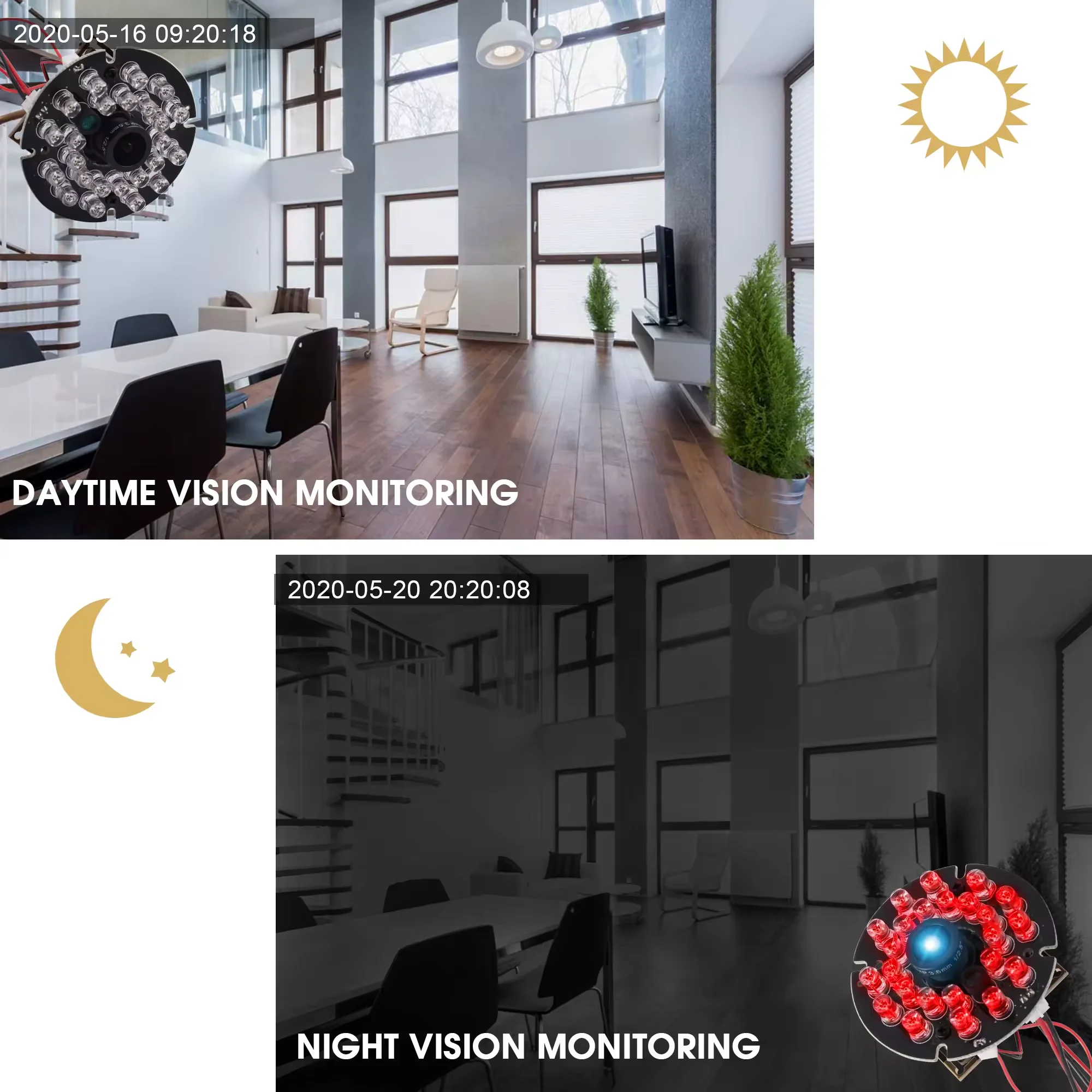 ELP 480P 60fps USB 카메라, 야간 투시경, IR LED 및 IR 컷, 감시용 DIY 카메라 모듈, 24 개