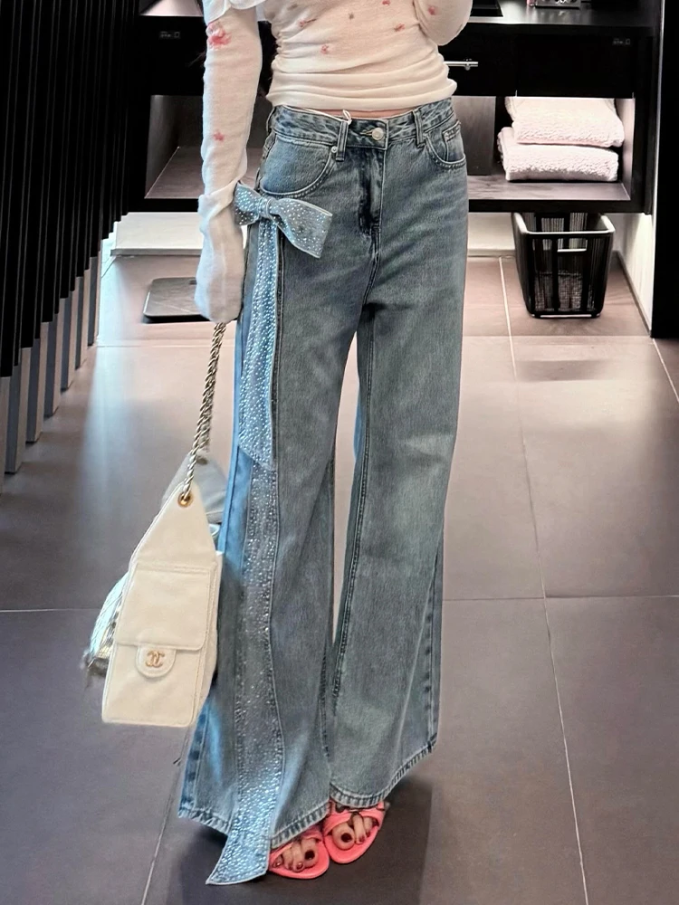 

Ретро-джинсы женские американского стиля с узором «узел-бриллиант», удлиненные, летние, новая модная модель, универсальные, с естественной линией талии, из денима