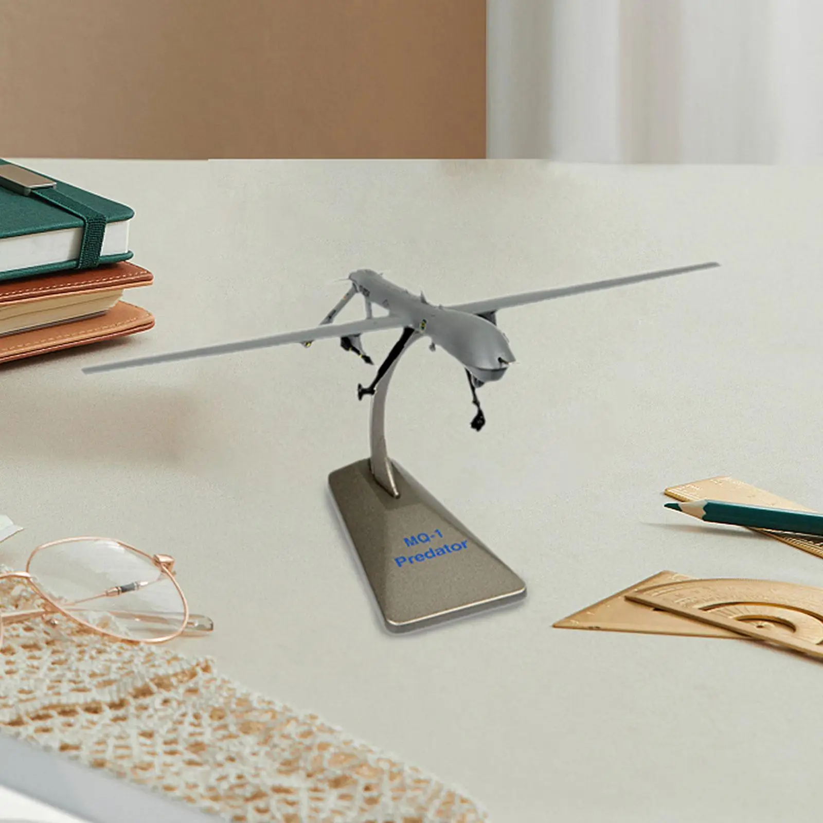 Alloy 1/72 MQ-1 Predator Drone Model with Base for Bedroom Livingroom Office