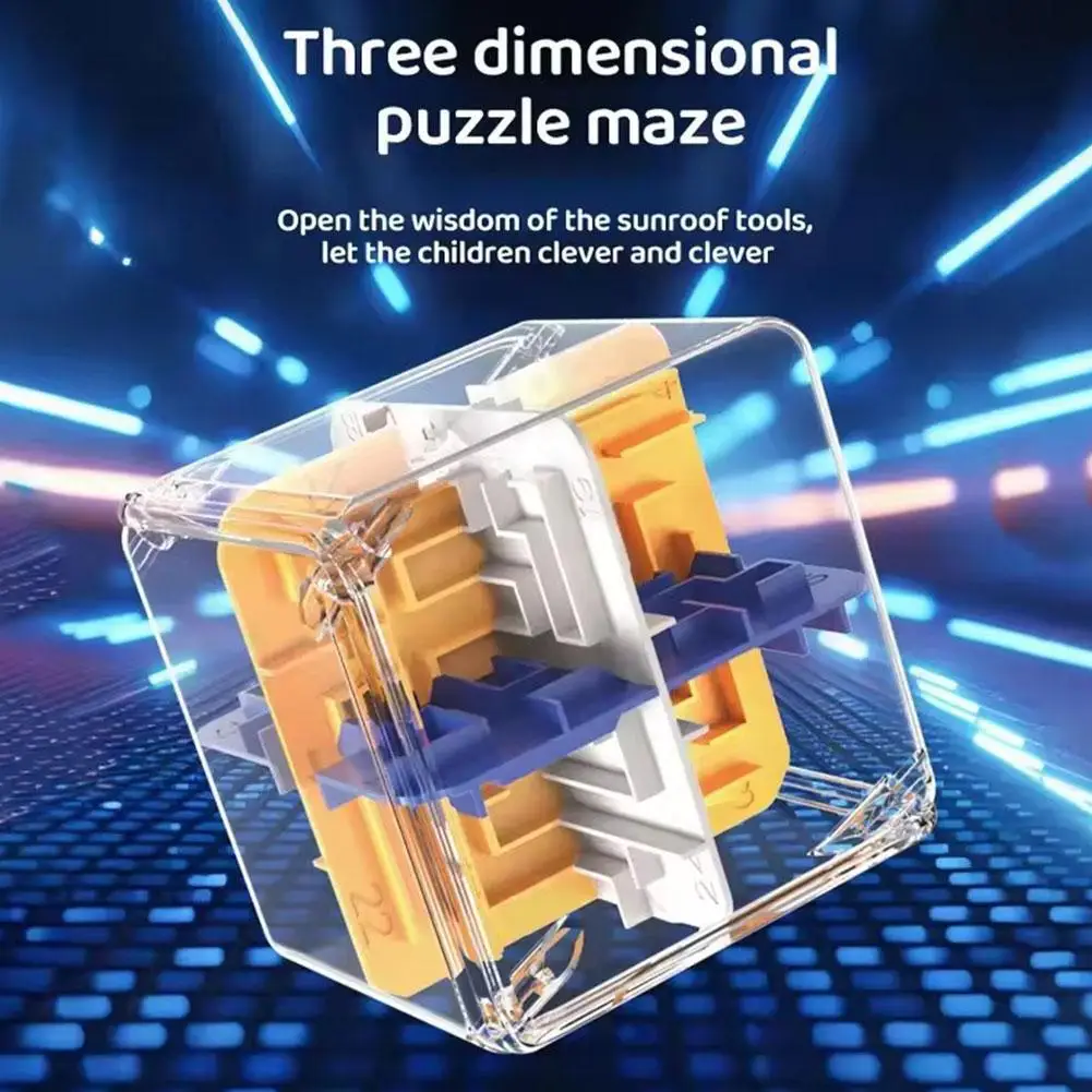 Magiczna Kostka Labirynt 3D, Zabawka Logiczna, Kostka Edukacyjna Rozwijająca Inteligencję dla Dzieci, Przezroczysty Labirynt z Kulą