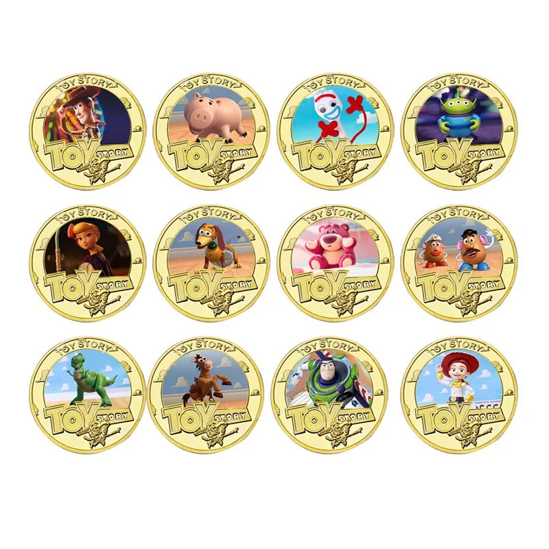 

Disney Commemorative Coin Toy Story Series Lotso Buzz Lightyear Woody Anime Character Collection Fashion Gold Coin Birthday Gift