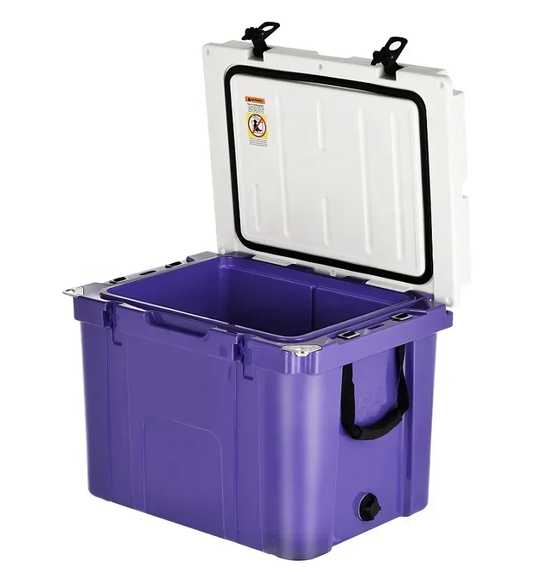 55 Quart High Perfomance Icebox Trolly Roto Molded Cooler With Wheels Food Custom PE Waterproof Box Insulated Cooler Letter