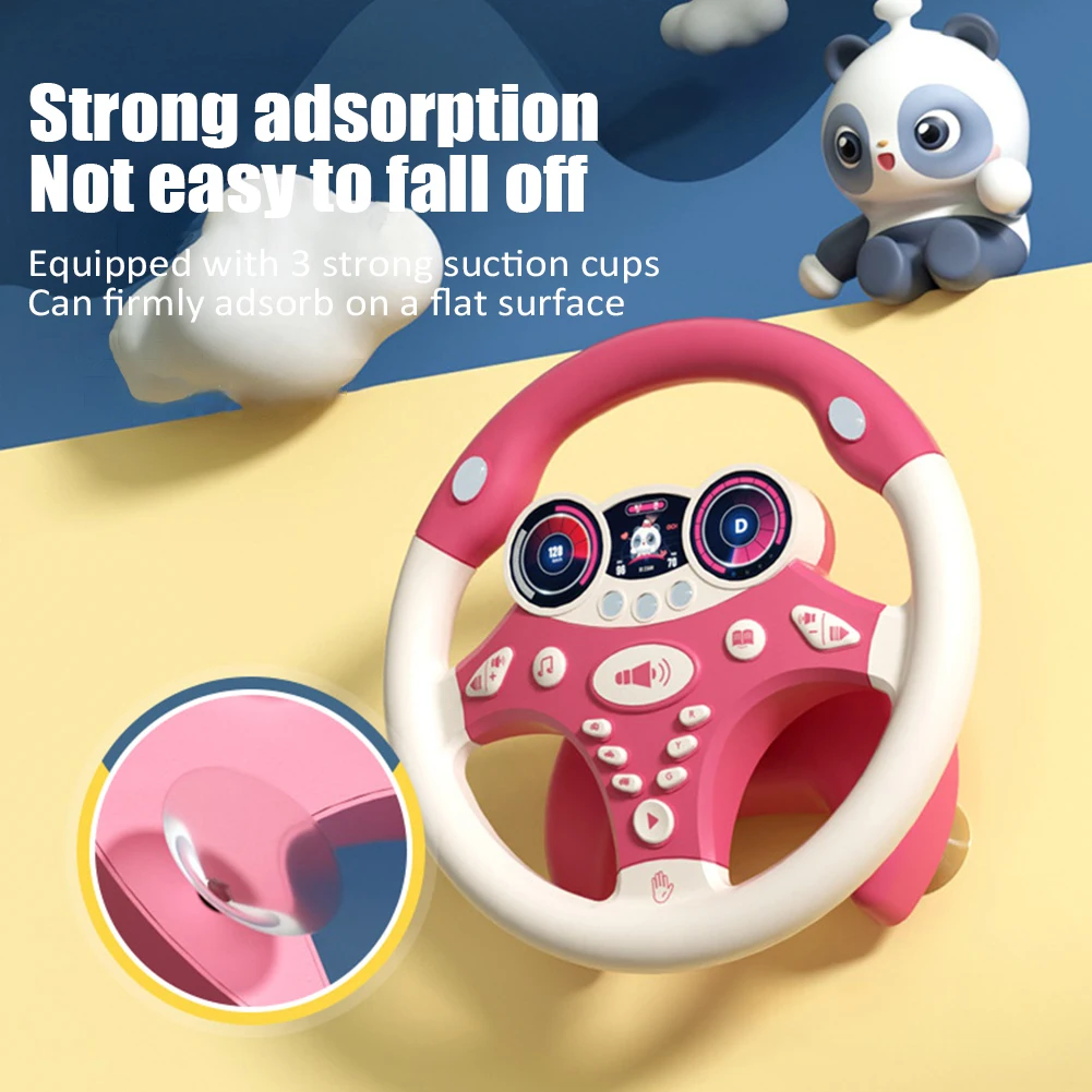 Volant de simulation électrique pour garçons et filles, jouets musicaux, poussette dos, conduite, cadeaux d'anniversaire