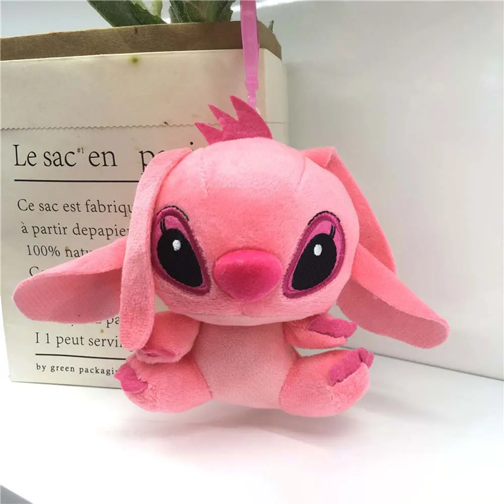 Poupées en peluche Disney Stitch pour enfants, chaîne continent, point d\'ange mignon, jouets en peluche, pendentif, cadeau d\'anniversaire, Kawaii,