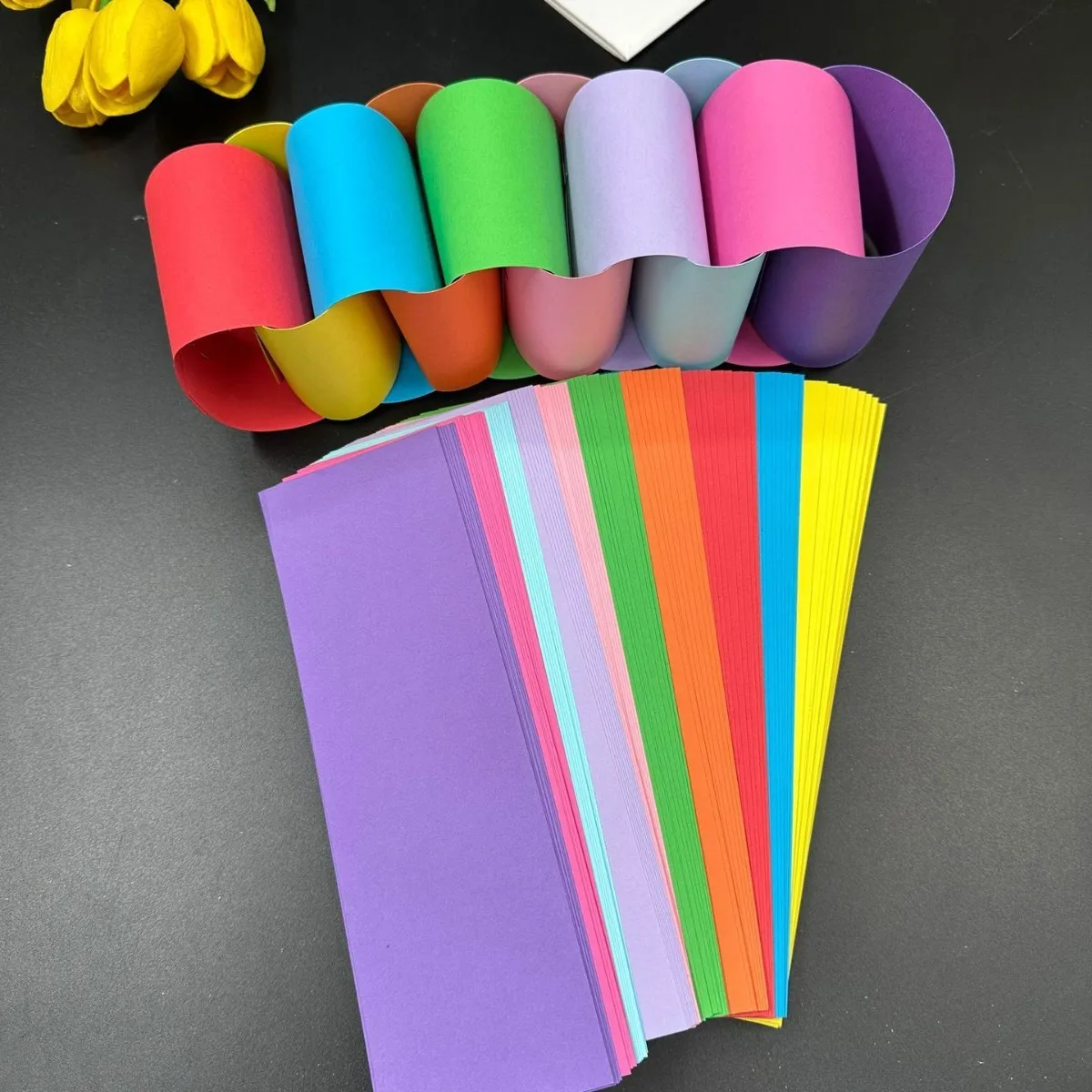 100 Stück/Set Bunte Papierketten-Girlanden mit Doppelseitigem Klebeband DIY Papierketten für Geburtstag Hochzeit Kinderparty Dekoration – Detail 9