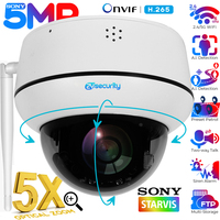 5MP Wifi Dome PTZ Camera 5X Optical Zoom IP Camera Humanoid Tracking Two-way Talk Wireless Home Security Surveillance Cameras