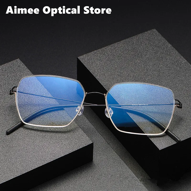 Square Screwless Titanium Ultra Thin Glasses Frame Dnemark Brand Men Women Prescription Eyeglasses Optical Blue Light Spectacles