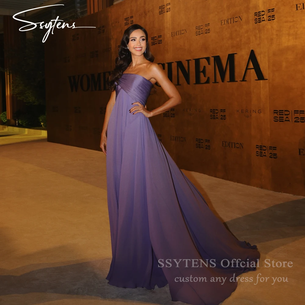 

SSYTENS Customized Purple Evening dresses Prom Party Dress 2025 Saudi Arabia Luxury Strapless Floor-length فساتين سهرة