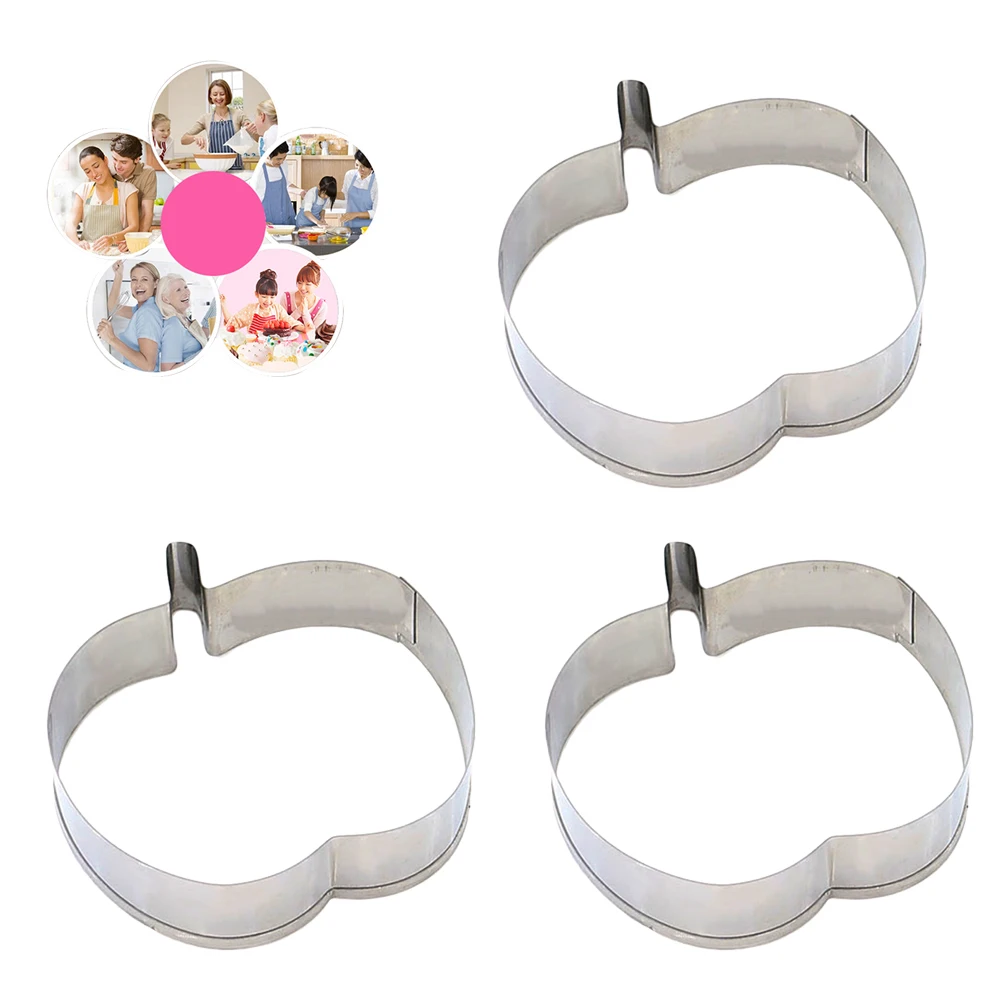 

3Pcs Apple-Shaped Baking Molds Stainless Steel DIY Cookie Cutters for Cake Chocolate Candy Ice Cube Craft Making Easy Demould