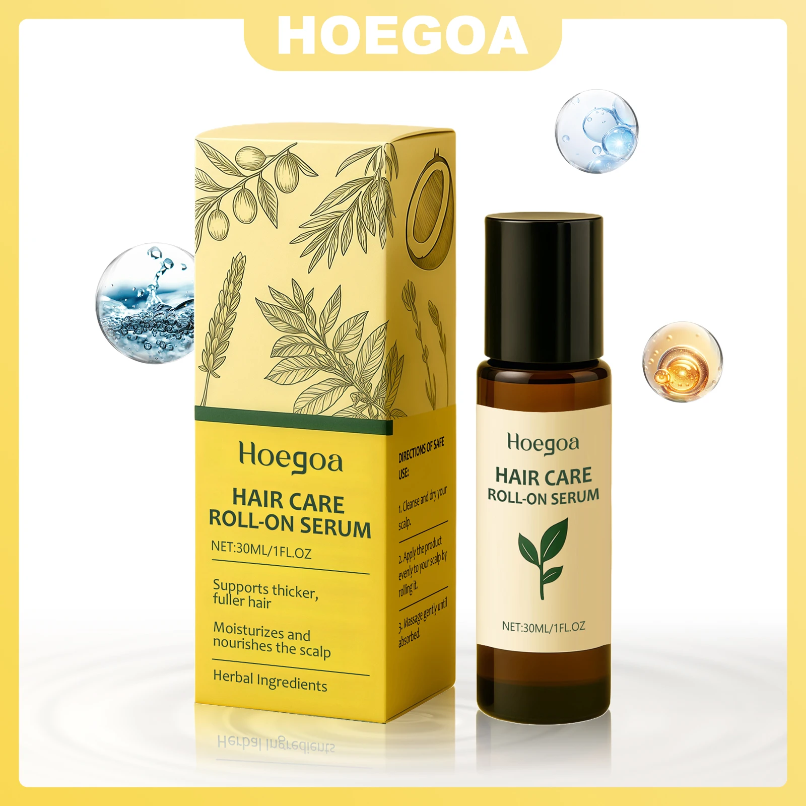 

HOEGOA Hair Moisturizing Care Roll-On Ball Serum Nourishes Follicles Repairs Damaged Hair Roots Promote Scalp Blood Circulation
