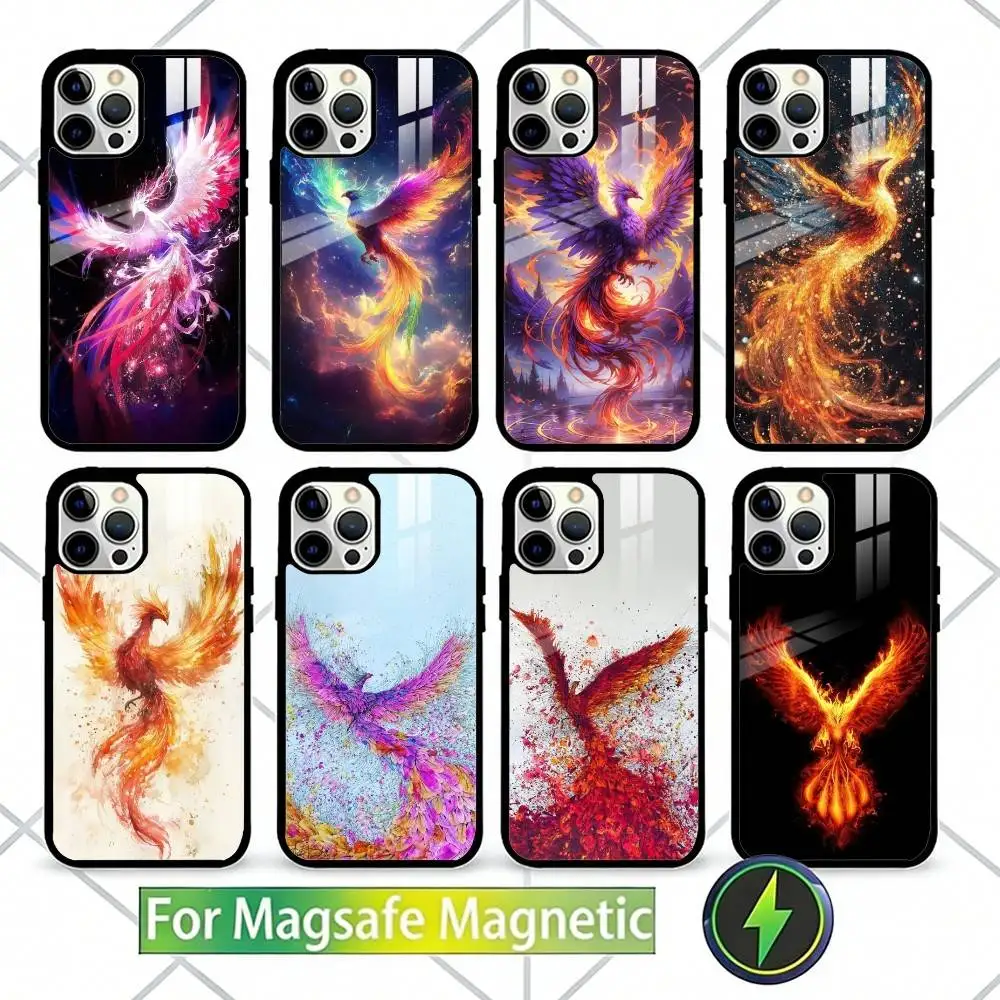 

Phoenix art Phone Case For iPhone17,16,15,14,13 Plus,Pro Max Magnetic For Magsafe Wireless Charging