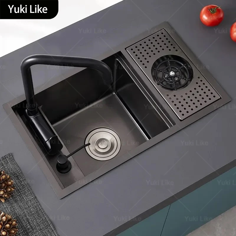 

Скрытая кухонная мойка из нержавеющей стали, мини-многофункциональная с одним слотом и мойкой для чашек, бытовая мойка для бара в отеле, овощная раковина