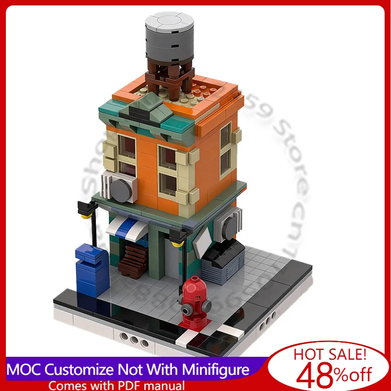 

Набор строительных блоков 439 деталей: Серия «Дома в квартете» с магазином для мини-модульного города MOC. Сборная модульная игрушка DIY. Подарок на день рождения.