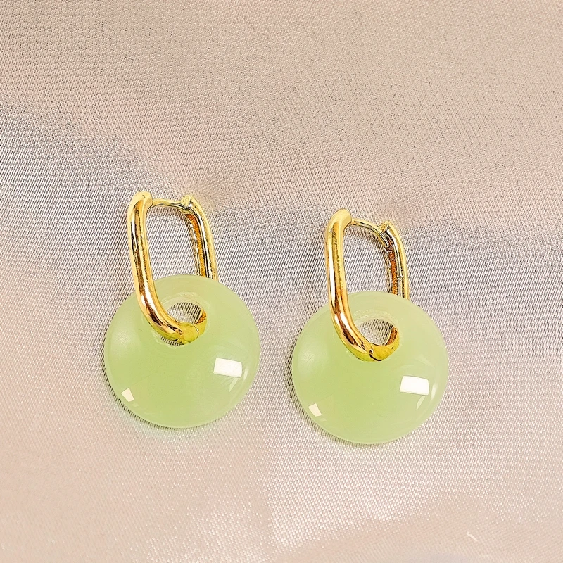 العرقية نمط السلامة مشبك الزجاج كريستال أقراط للنساء شقة مستديرة على شكل حرف U أقراط مجوهرات الزفاف هدية عيد الميلاد