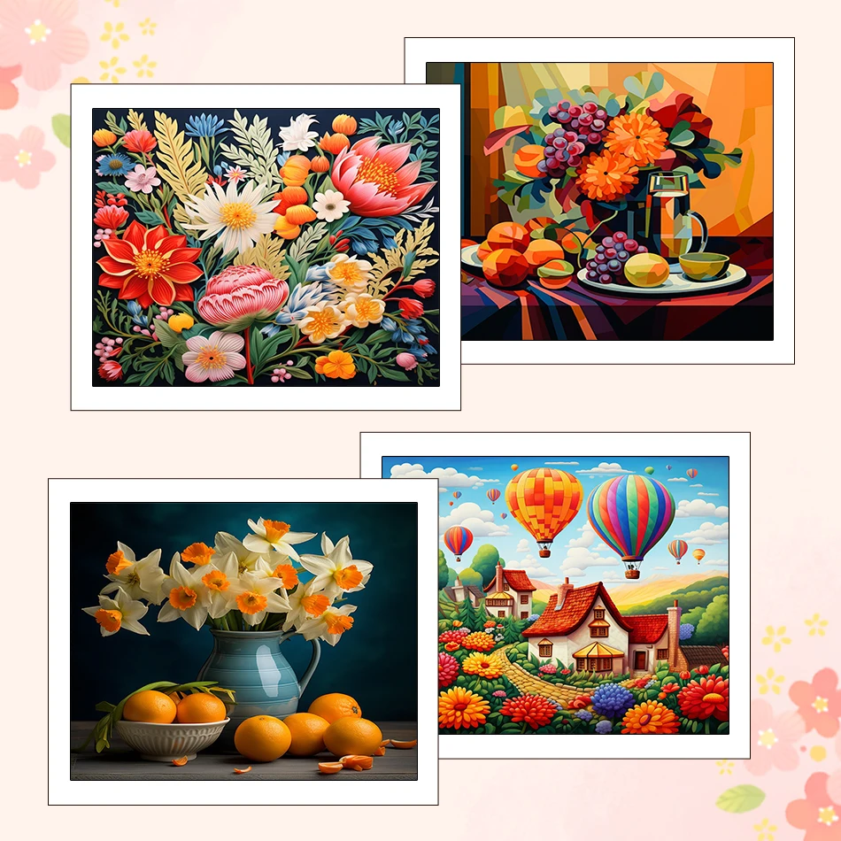 

RUOPOTY Paintings For Painting By Numbers Flowers 40X50cm Canvas Art Painting Modern Picture Drawing Handwork Home Decoration