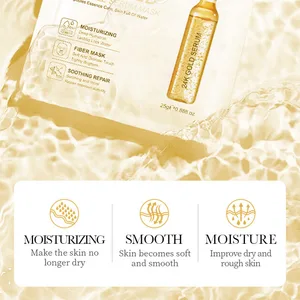 Máscara protectora do ácido hialurónico do ouro 24K, endurecimento facial, hidratando, iluminando, hidratando, produtos dos cuidados com a pele, 15 PCes 10 principais vendas acido hialurônico mascara - №7