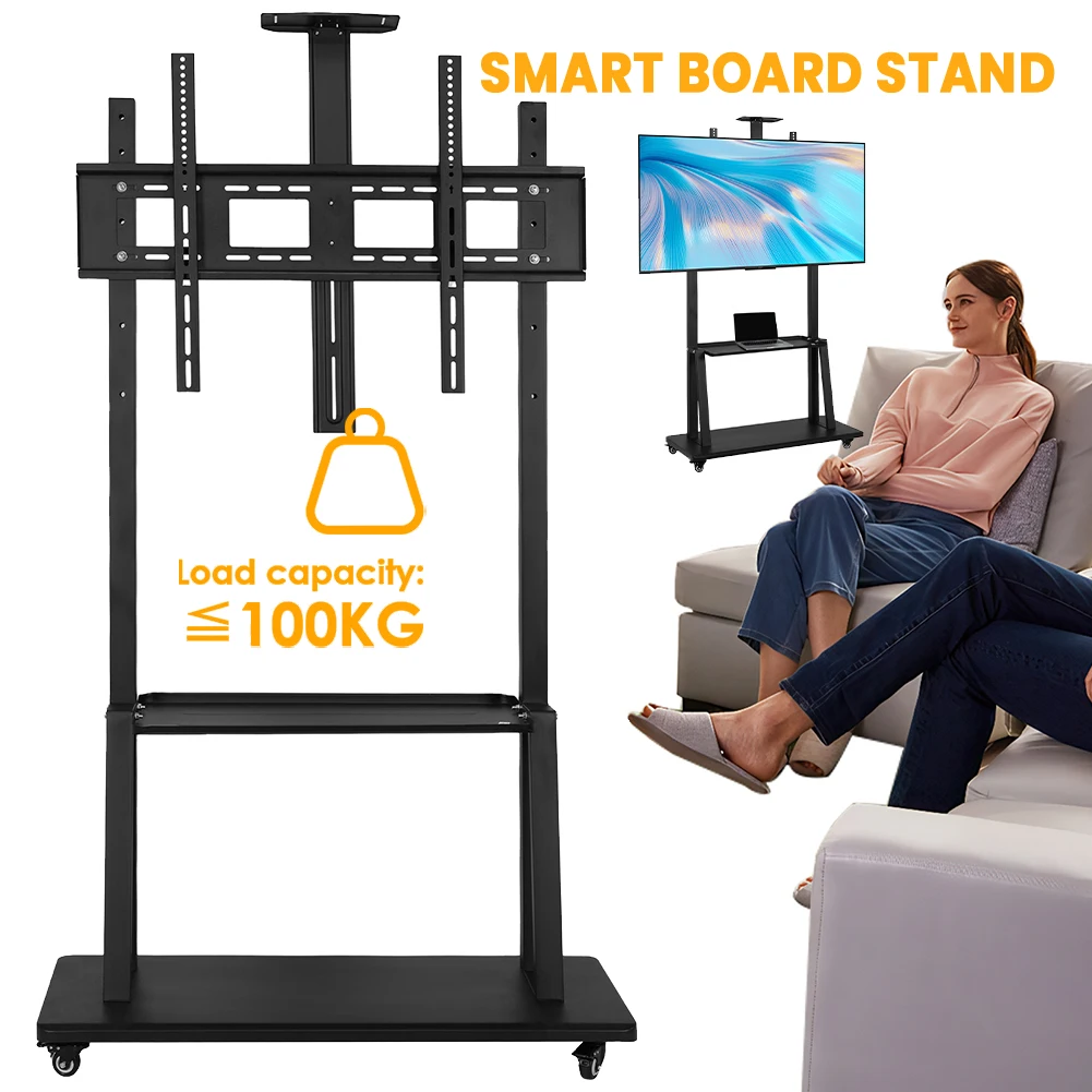 

Universal TV Floor-Standing Stand Height Adjustable Movable TV Bracket with Wheel TV Mobile Stand for Classroom Home Office