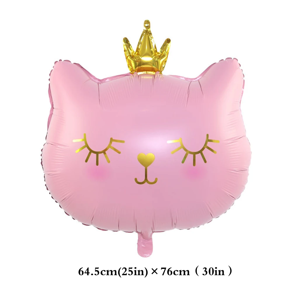 2/4 Stück Rosa Kronen-Katzen-Folienballon Niedlicher Cartoon Schwarzer Miau Haustier-Ballon Katzen-Tier-Party Geburtstagsdekoration Baby-Shower-Zubehör – Detail 3