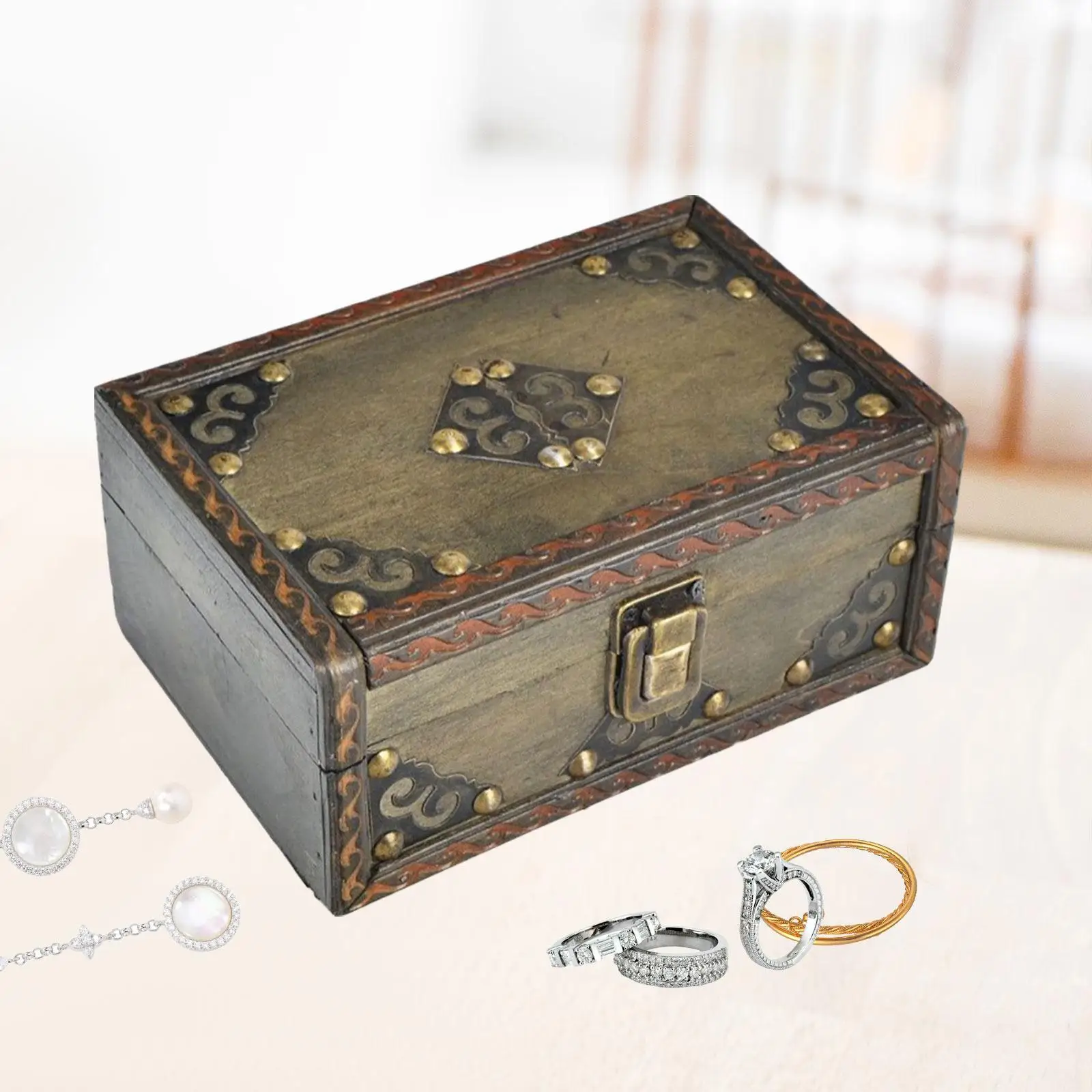 

Wooden Jewelry Box Jewelry Storage Box Gift Box Portable Handcrafted Jewelry Organizer Jewelry Case for Wedding Necklace