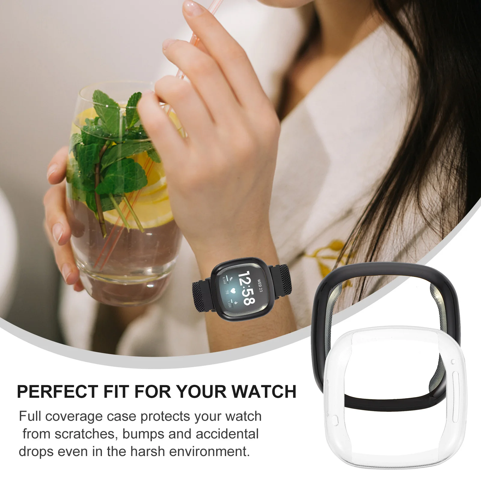 

4Pcs Electroplated Watch Case Protector Soft Tpu Full Cover Anti-Fingerprint Fade-Resistant Exquisite Craftsmanship Compatible