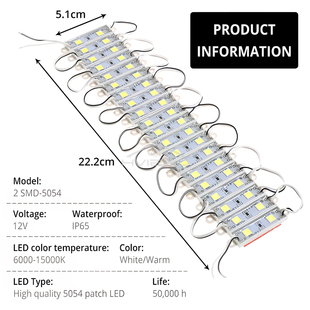 20Pcs Mini Led 5050 3528 Module DC 12V 5054 2LED Modules Waterproof Backlight TV LAMP Advertisement Lights Design Brighter Lamps