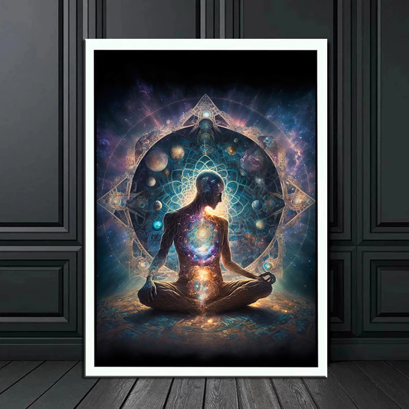 Meditation Peace Canvas Painting Esoteric Zen Yin Yang Universe Posters and Prints Abstract Wall Art Picture for Room Home Decor