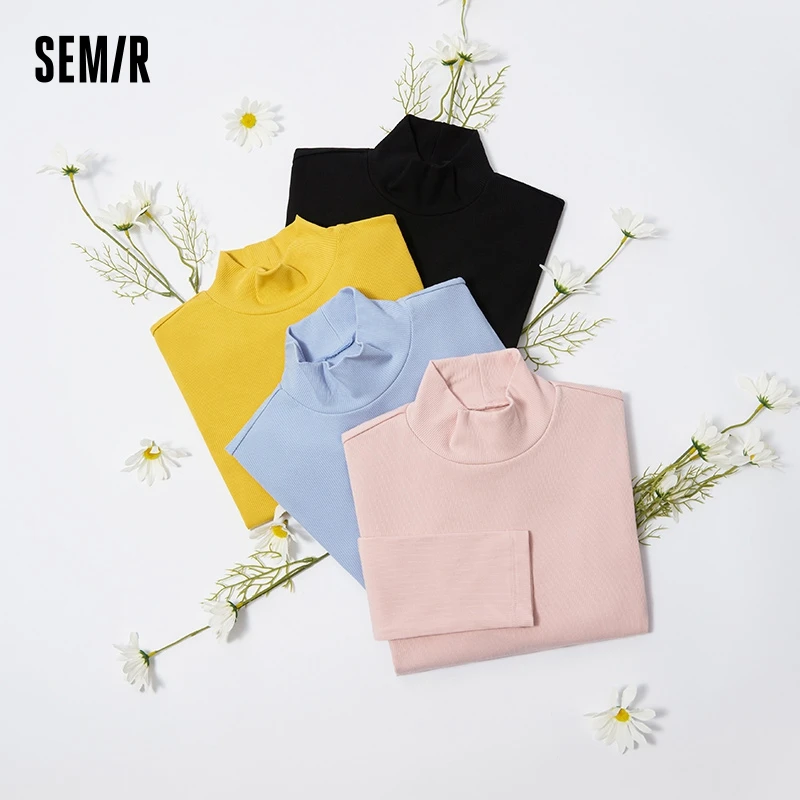 Semir Bottoming Shirt Women New Winter Half Turtleneck Chic Solid Color Autumn Inner Long-Sleeved T-Shirt