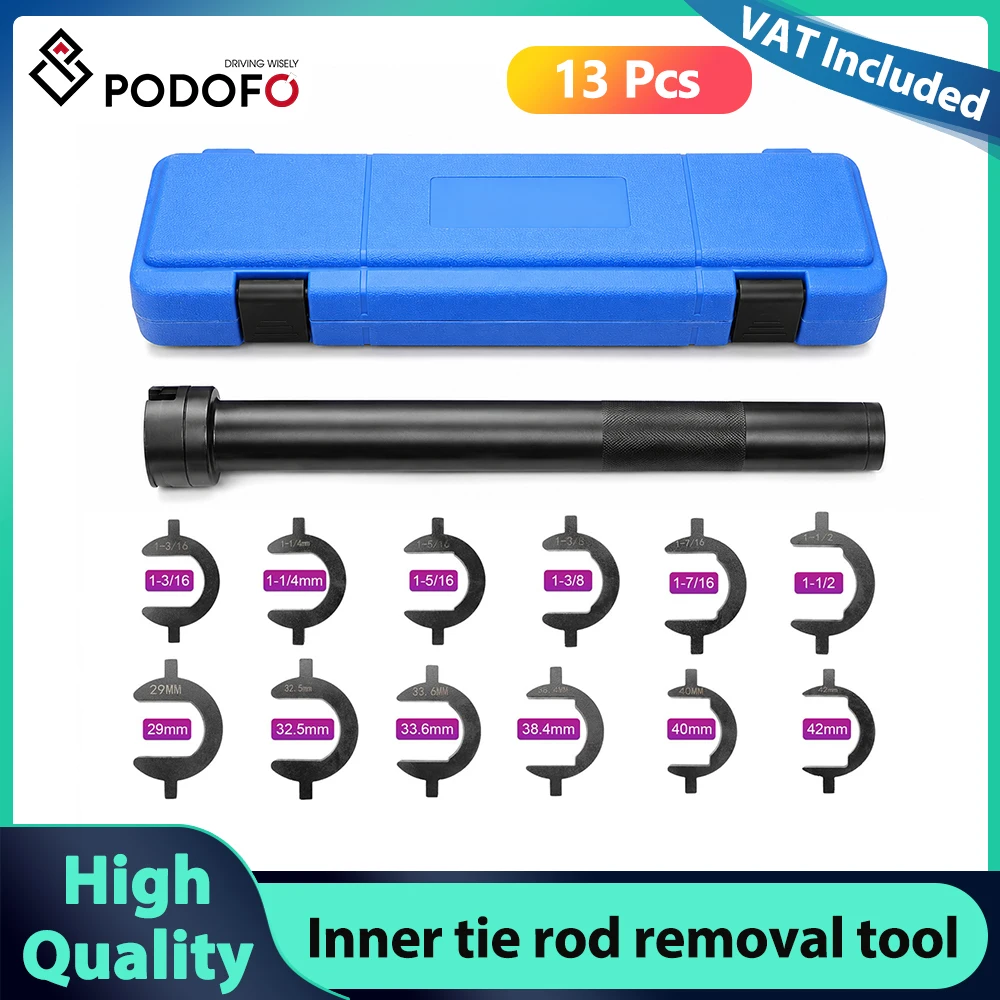 Podofo, set di 13 utensili per la rimozione delle tiranti interne, chiave per la colonna dello sterzo, set di utensili per la riparazione di autoveicoli, set completo di utensili per le tiranti