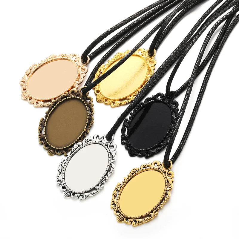 4pcs Necklace Pendant Setting Cabochon Base Tray Bezel Blank