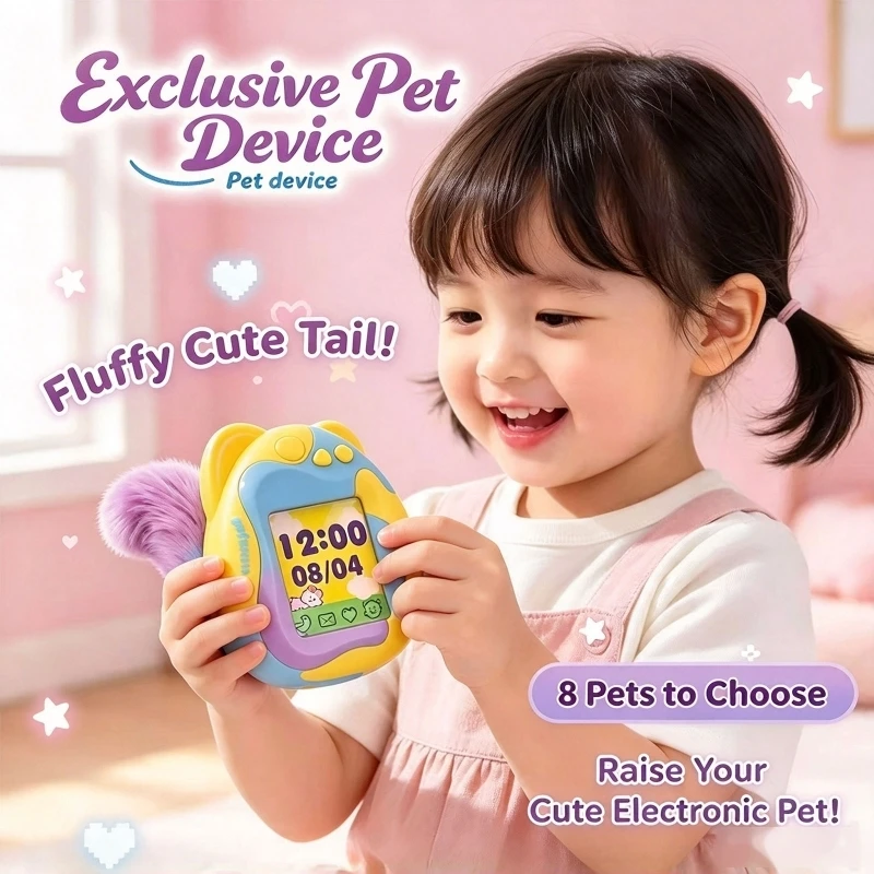 Electronic Virtual Pet Toy with Color Screen and Sound Feedback, Button-Controlled and Interactive Play for Kids A2UB