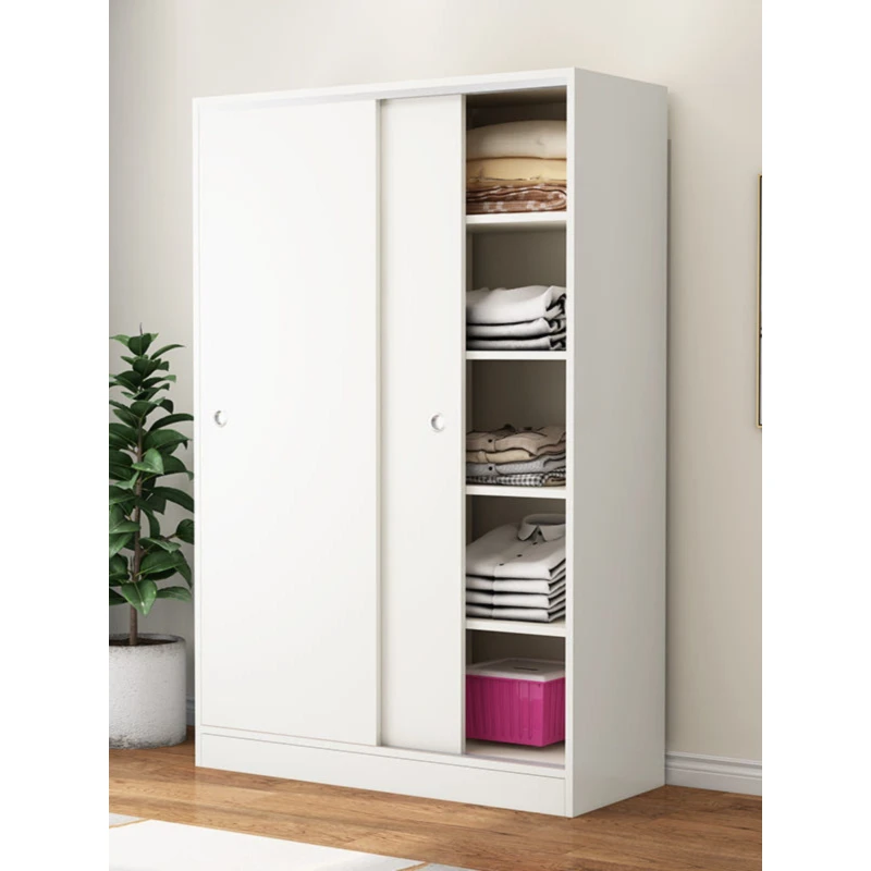 Wardrobe Home Bedroom Modern Simple Rental Room Hanging Wardrobe Small Unit Sliding Door Storage
