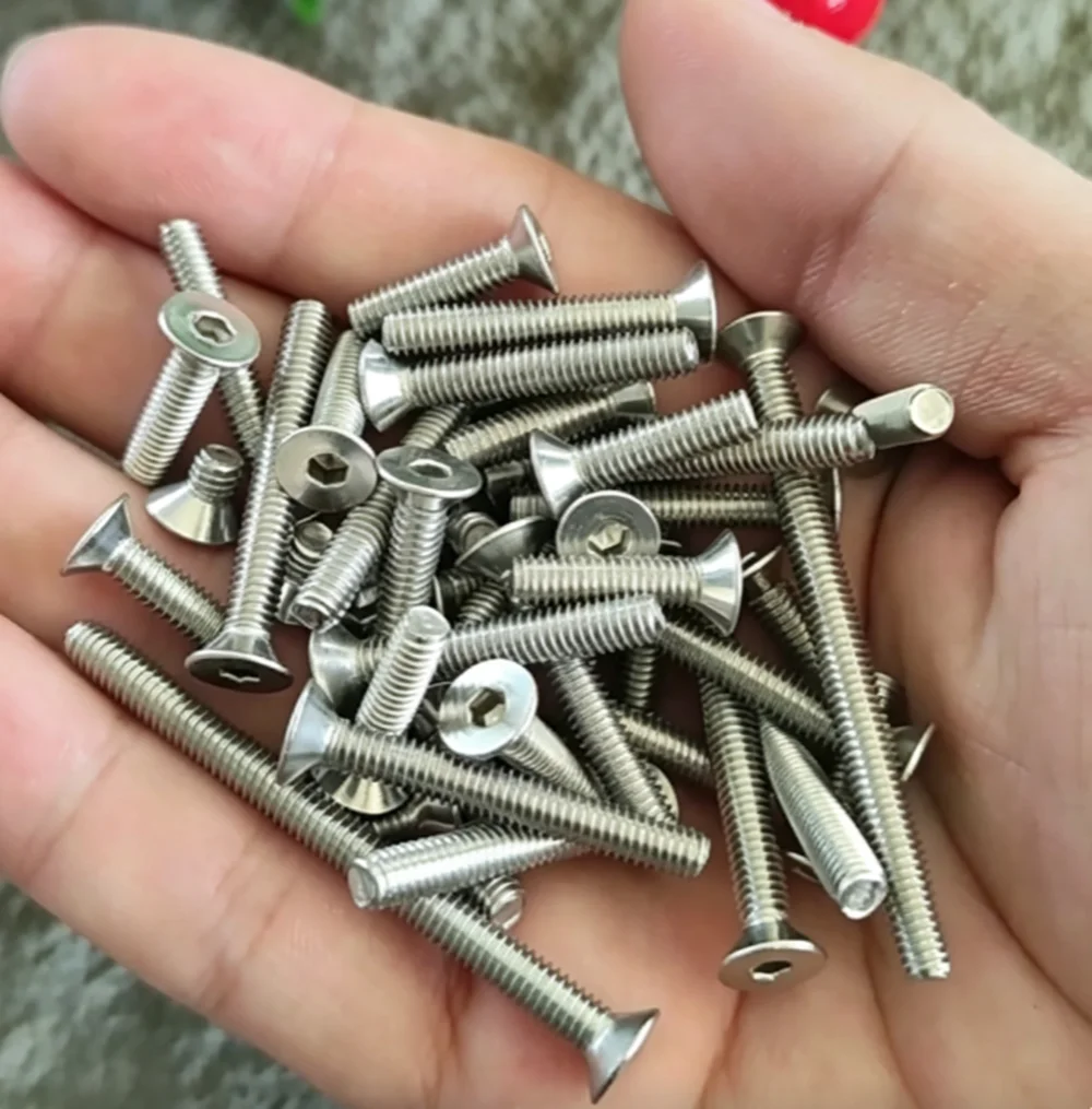 5-100Pcs Countersunk Hex Socket Cap Screws 304 Stainless Steel Flat Head Allen Machine Bolts M3*3-100 for DIY Hardware Fastener