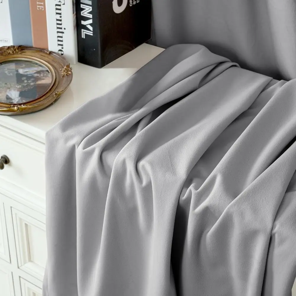 Thermal Insulated 102 Grey Velvet Curtains, 2-Panel, 52x102 for Living Room & Bedroom Privacy