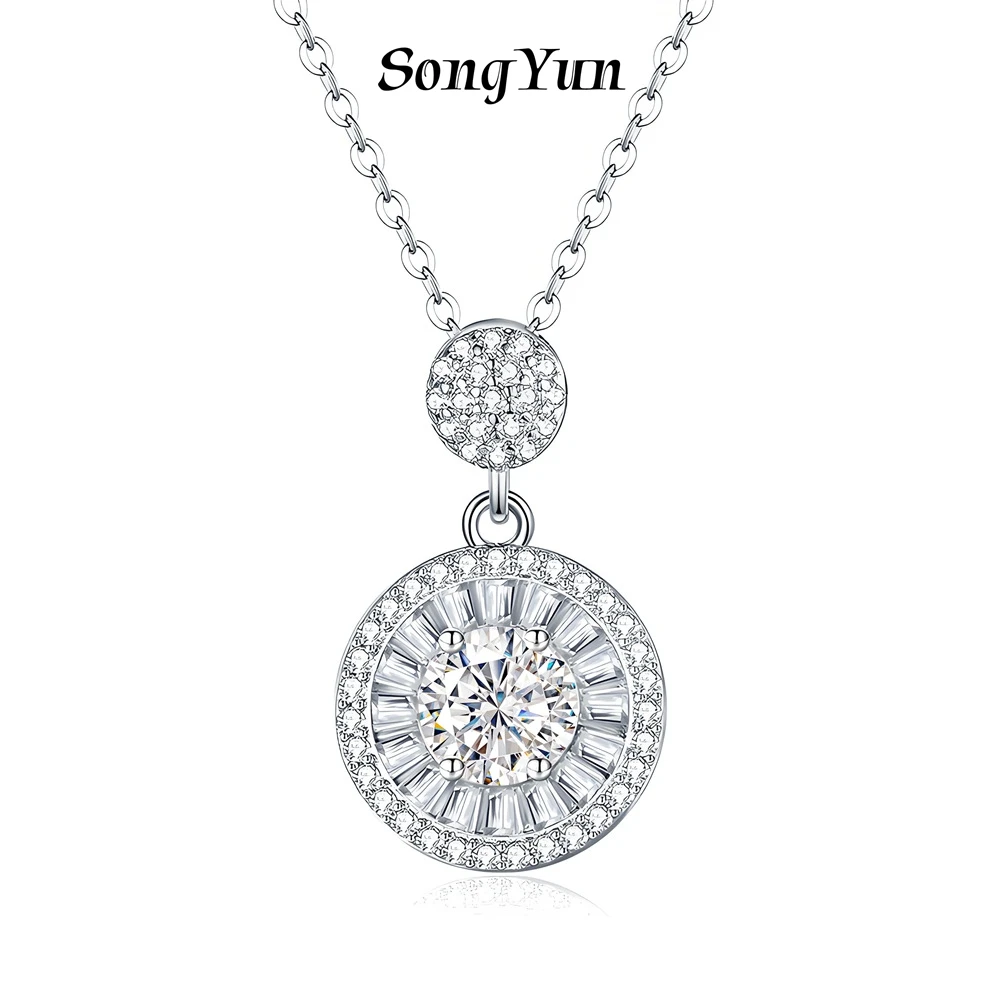 SongYun Jewelry 925 Sterling Silver Necklace Moissanite D Color VVS1 Fine Brilliant Real Pendants Diamond Accessories
