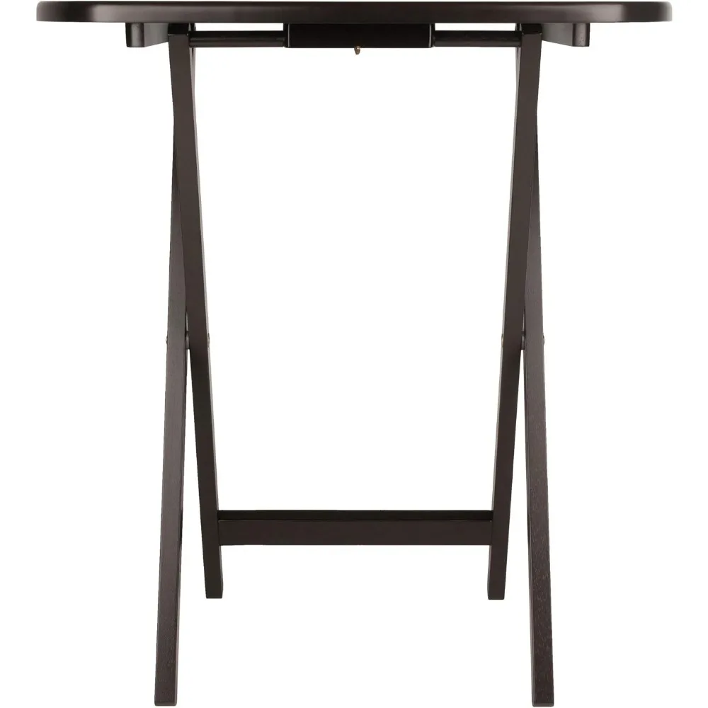 Foldable Snack Table Set of 2, Oversized for Living Room, Coffee Finish, No Assembly Required