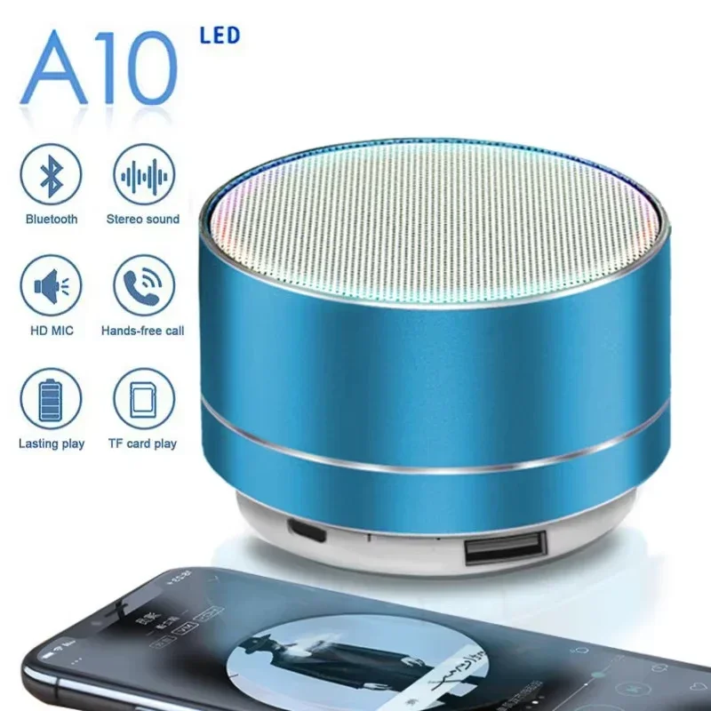 A10 Wireless Bluetooth Speaker Small Steel Cannon Subwoofer Portable Mini Gift Card Bluetooth Audio PC Laptops Outdoors Speakers