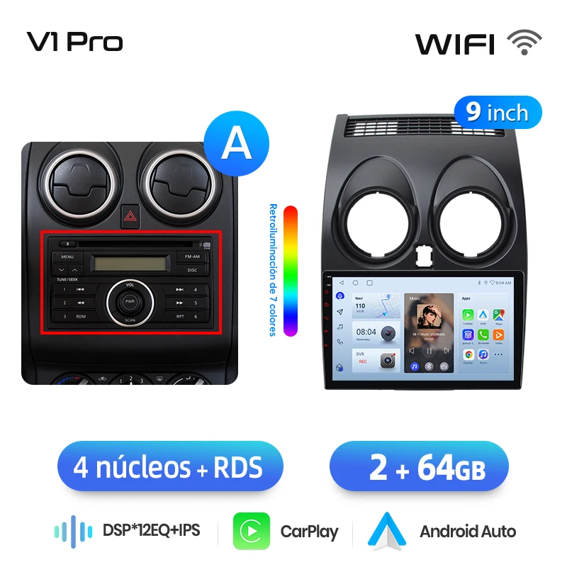 Junsun Radio Voz AI voor Nissan Qashqai J10 2006-2013 draadloze CarPlay Android Auto autoradio 2DIN met Bluetooth DAB+ GPS RDS