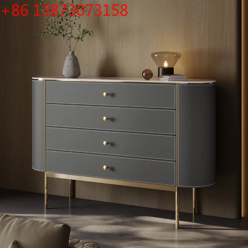 

Шкаф-буфет A30 из высококачественной кожи, круглый, в стиле лайт-люкс, для виллы, столовой, прихожей, гостиной