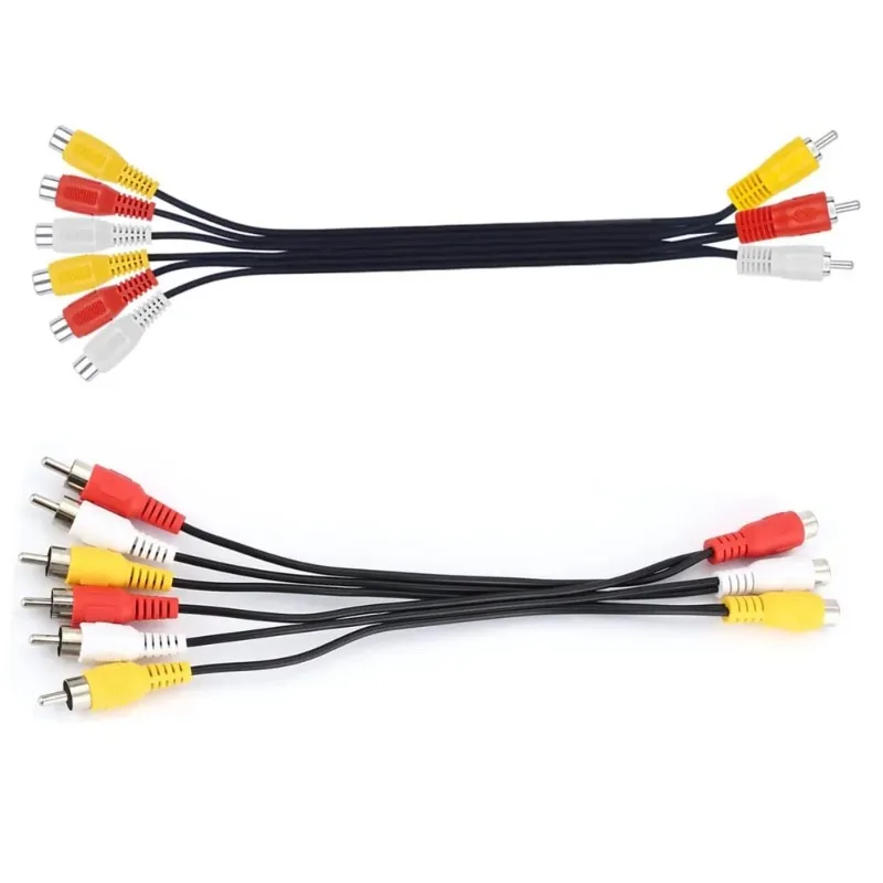 Audio Video AV Adapter Cable for TV DVD Player Splitter HD-TV RCA 3 to 6 Male Female Plug
