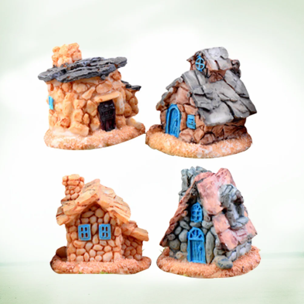

4Pcs Castle Micro Landscape Decor Durable Moss Garden Miniature Ornaments Set Creative Fairy Garden Bonsai Decoration Tools