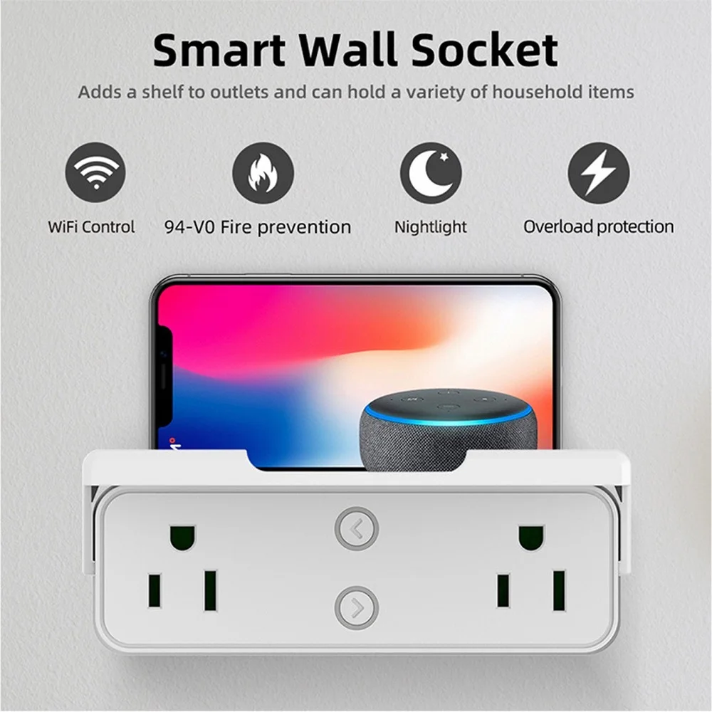 Smart Socket Smart Plug 10A Compatible With Bluetooth Outlet Dual Socket Remote Control 2.4G WiFi Planning And Timer Function