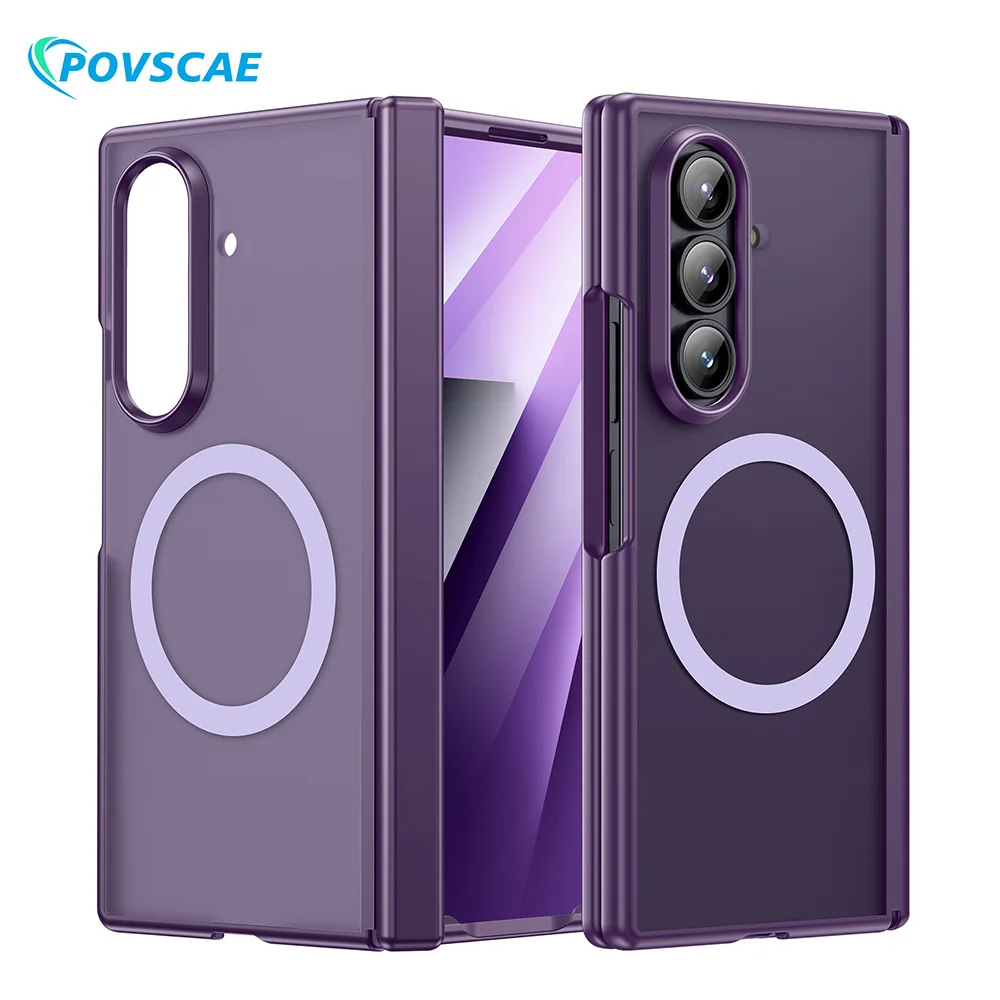 

For Samsung Galaxy Z Fold 7 Case Magnetic Hinge Protection PC&TPU Case With Screen Protector Magsafe Wireless Charging Cover