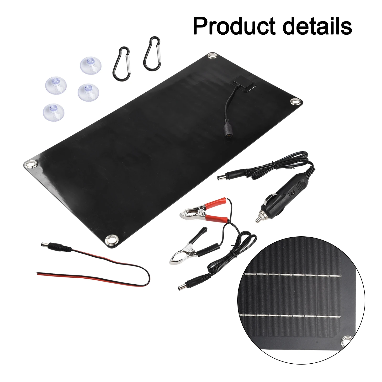 10W Solar Panel Car Battery Maintainer High Conversion Efficiency High Efficiency Blocking Diode 16*28.5cm(6.3*11.2inch)