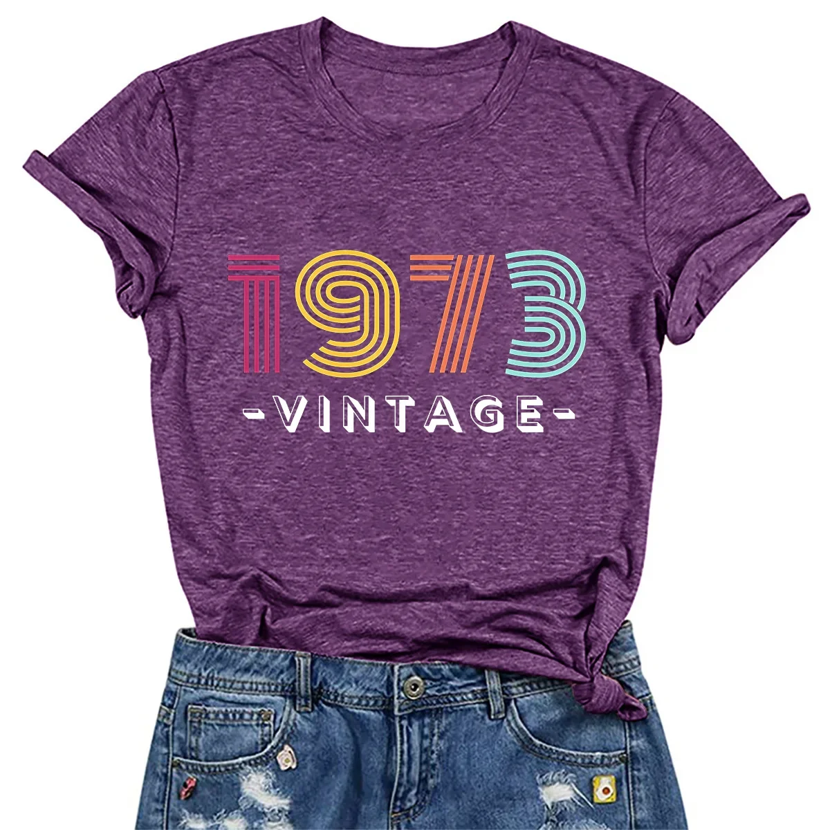 1973 VINTAGE Letter Print Women T Shirt Short Sleeve ONeck Loose Women Tshirt Ladies Tee Shirt Tops Clothes Camisetas Mujer