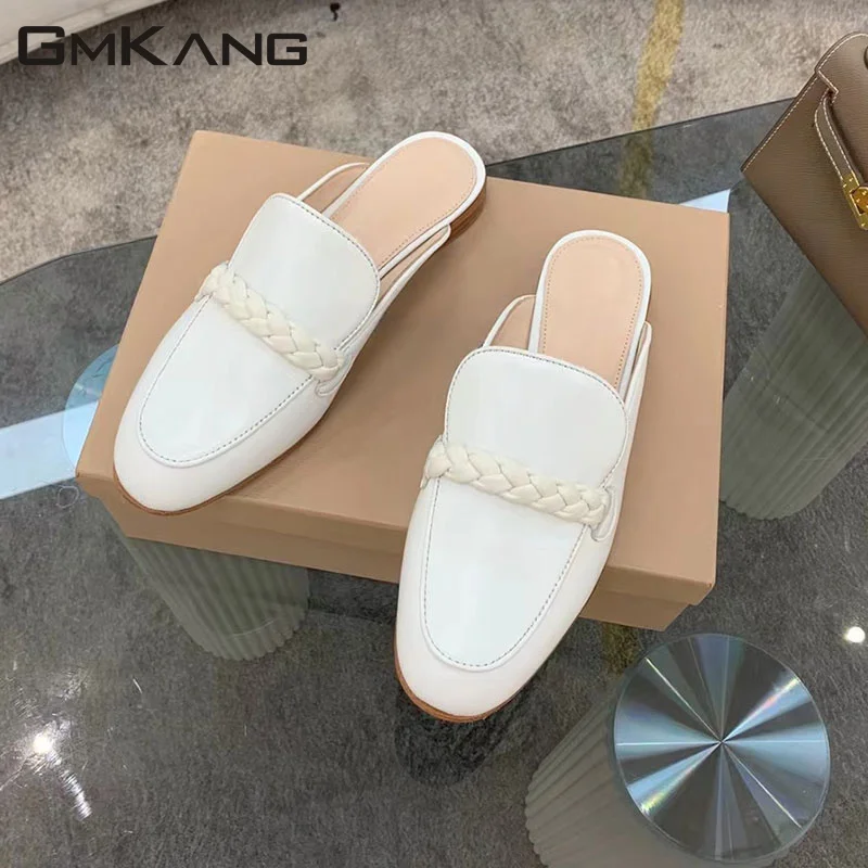 

Spring New Loafers Women Round Toe Slip-on Walk Shoes Ladies Genuine Leather Comfy Flat Casual Shoes Chain Fashion Shoes Woman