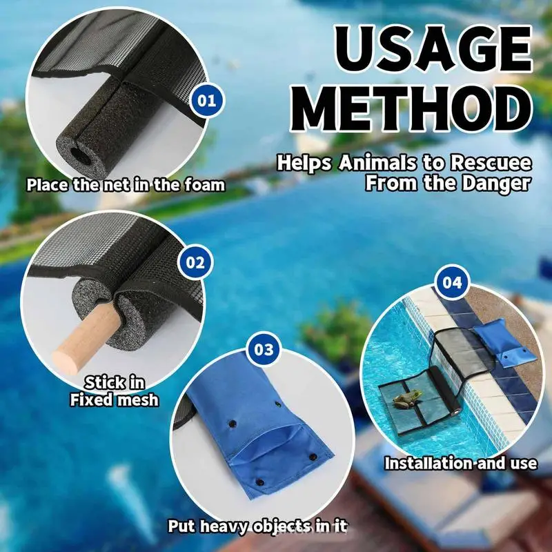 Pool Accessories Animal Escape Ramp Swimming Pools Critter Ramp Small Animal Frog And Bird Escape Net Emergency Rescue Channel