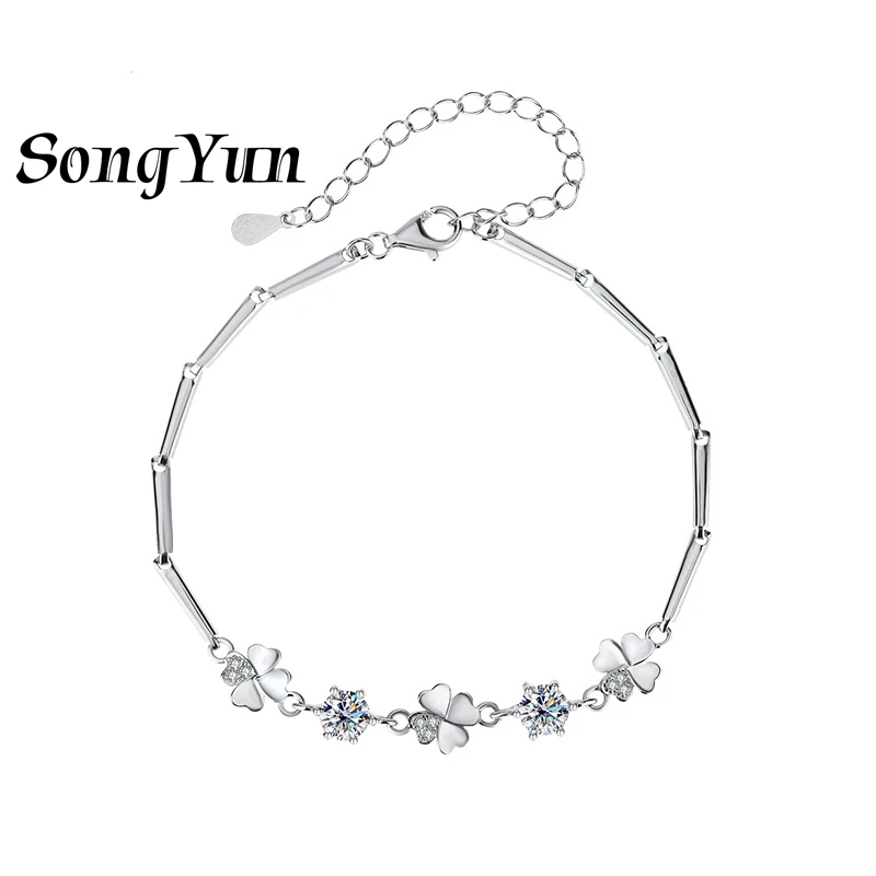 

SONGYUN Designer Jewelry 925 Sterling Silver Bracelet Moissanite Diamond Cuff Evening for Bride 18K Gold Plated MST Patent Bangl