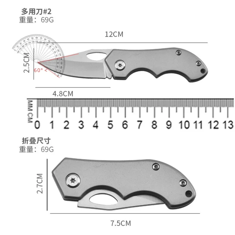 Cuchillo plegable para exteriores, mini cuchillo plegable de autodefensa para acampar, cuchillo de fruta portátil y afilado para uso doméstico