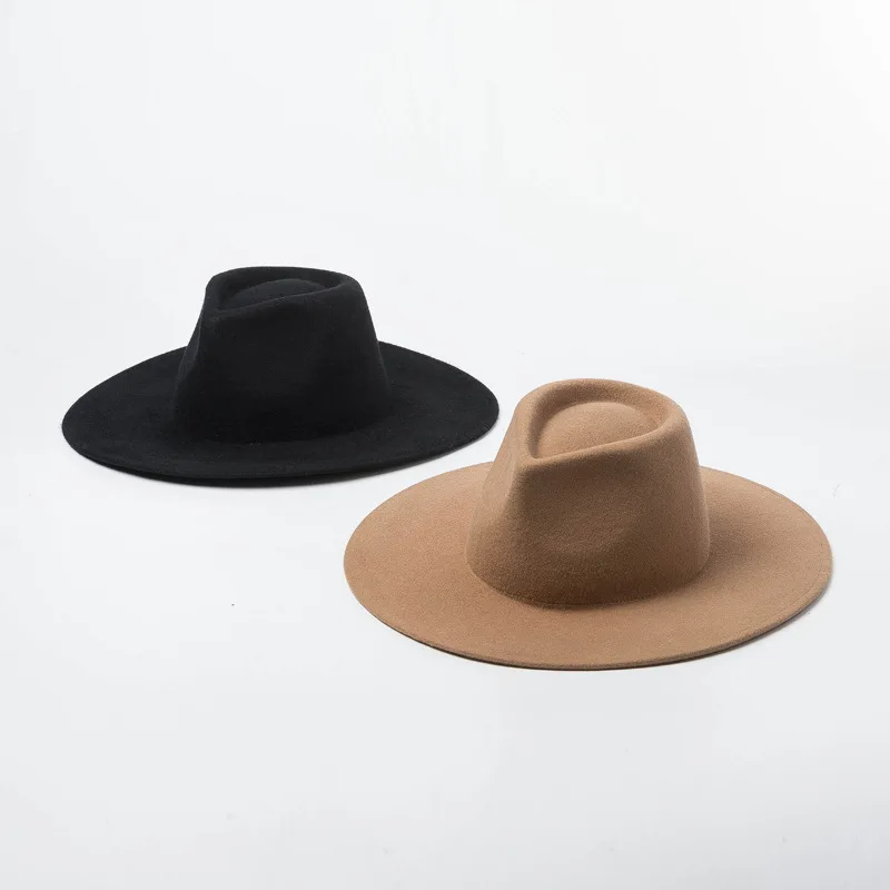 

Womens Pure Wool Fedora Panama Hats Wide Brim Trilby Felt Hat Winter Hats