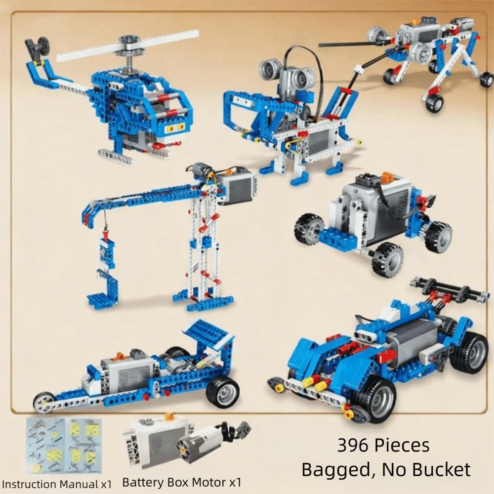 

396 шт., 7 разных форм, набор эректоров, стержень, технические детали, мультитехнологические строительные блоки, модель электродвигателя
